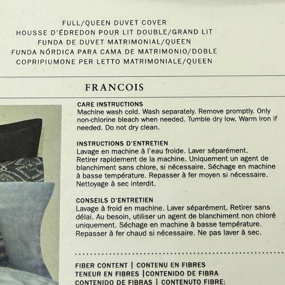 Ralph Lauren Francois Full Queen Duvet Cover‎ Blue Geometric Diamond Pattern